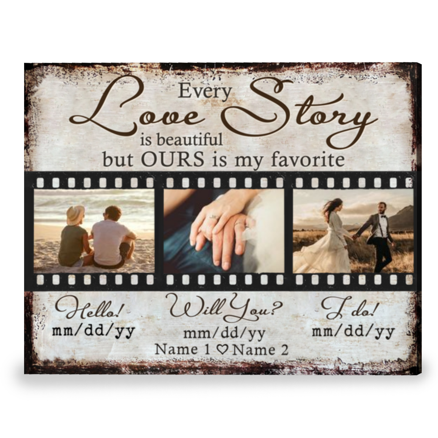 Unique Custom Wedding Gift Canvas Print Wall Art For Saving The Dates With Photo
