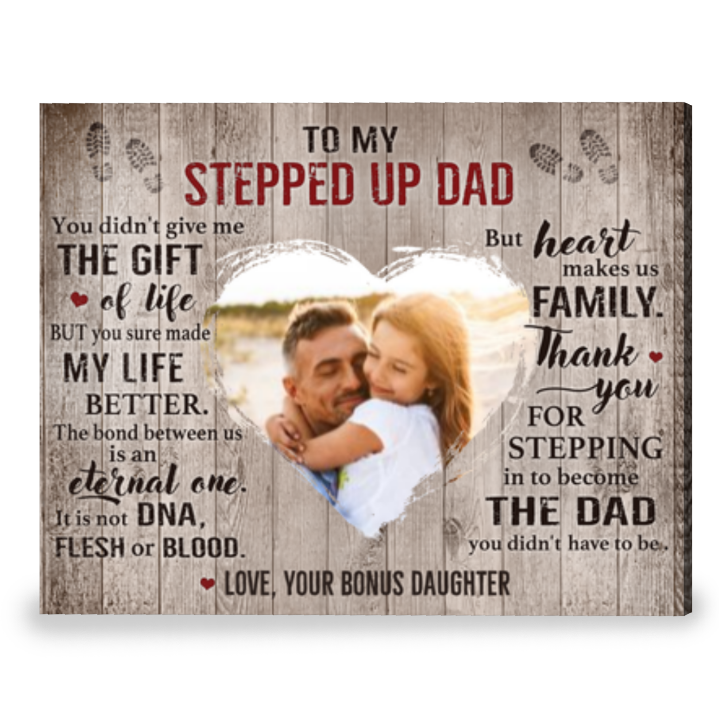 Stepdad Gift For Father's Day Stepped Up Dad From Daughter Custom Canvas
