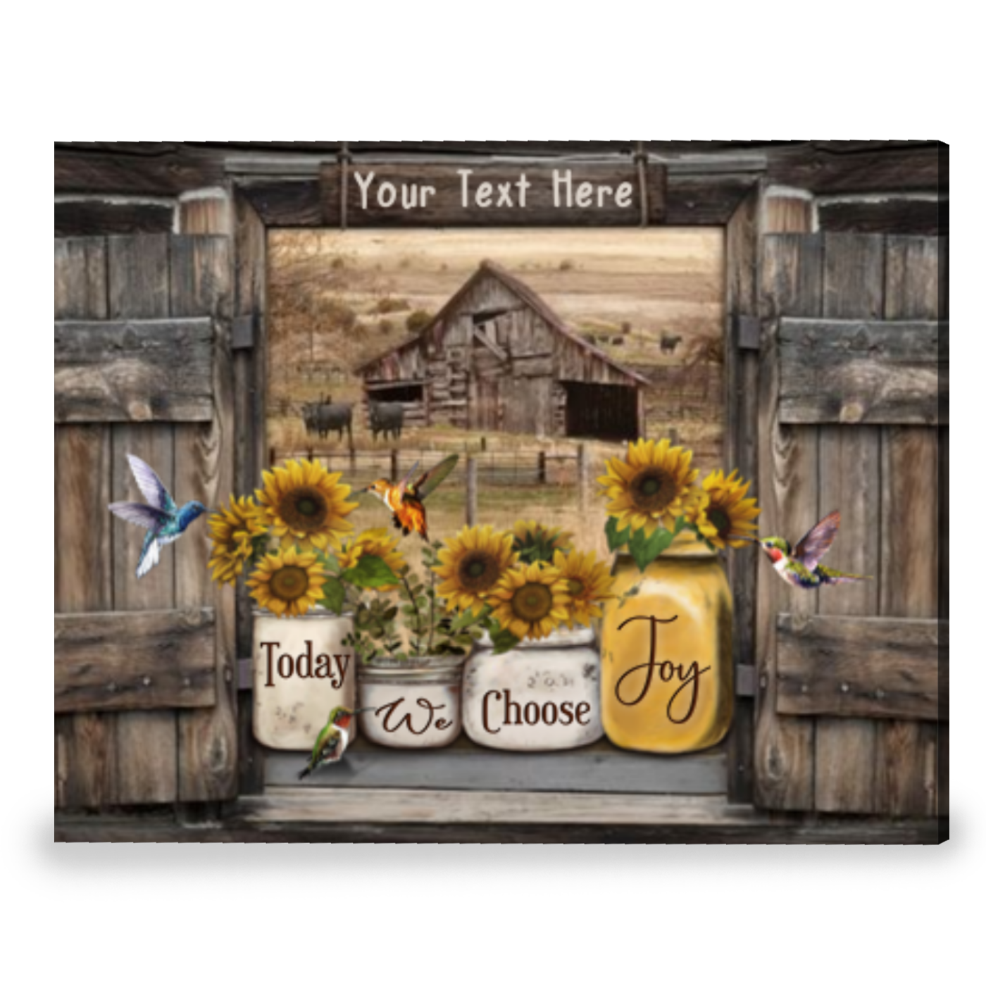 Custom Family Wall Art Farmhouse Decor Sunflower Floral Canvas Print