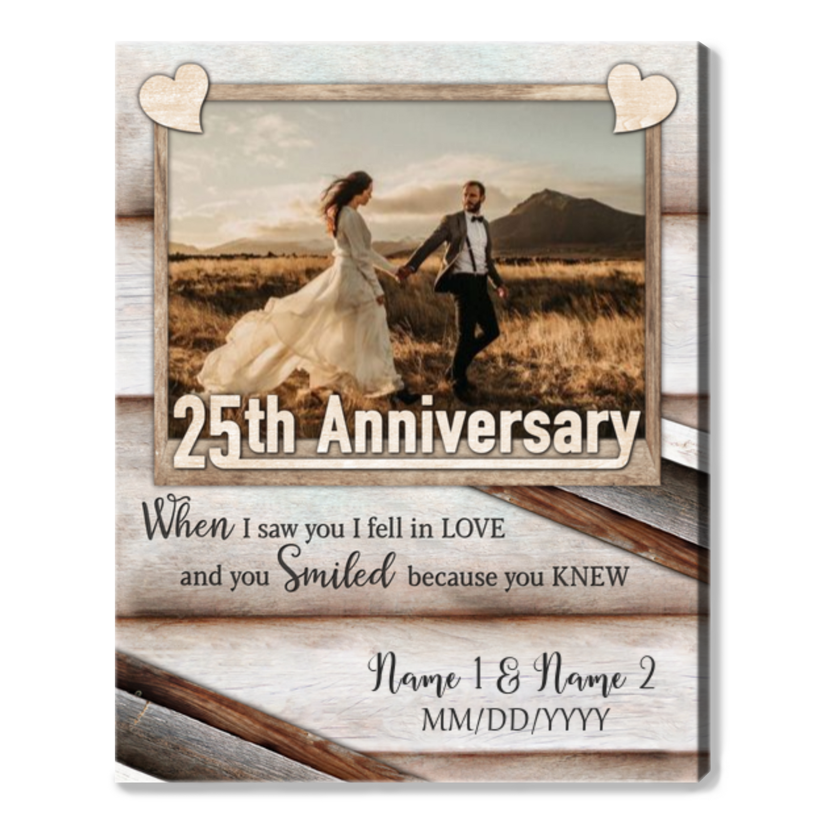 Happy 25th Wedding Anniversary Custom Photo Canvas Print