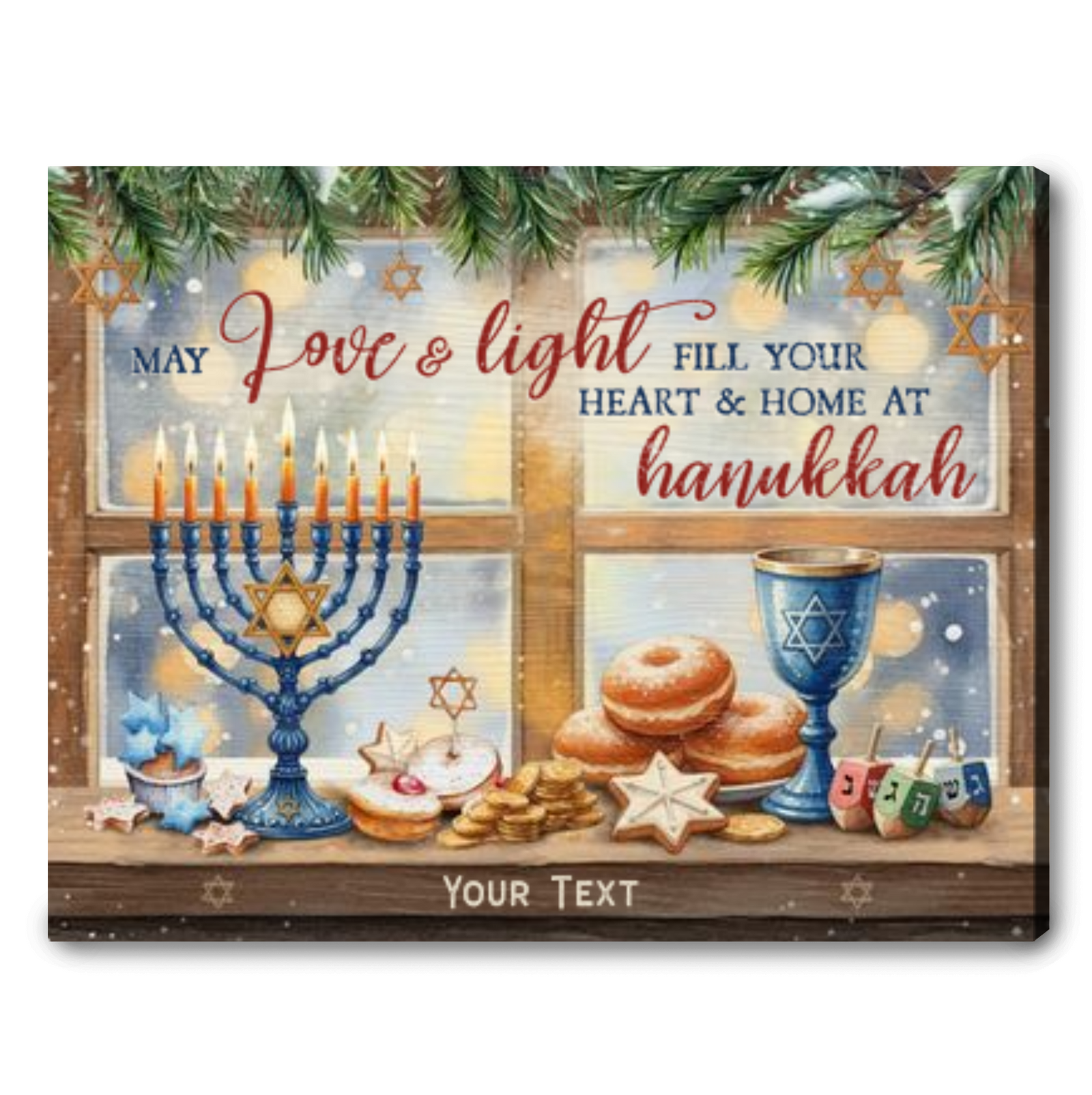 Personalized Family Name Canvas Hanukkah Gifts – Love & Light Wall Art