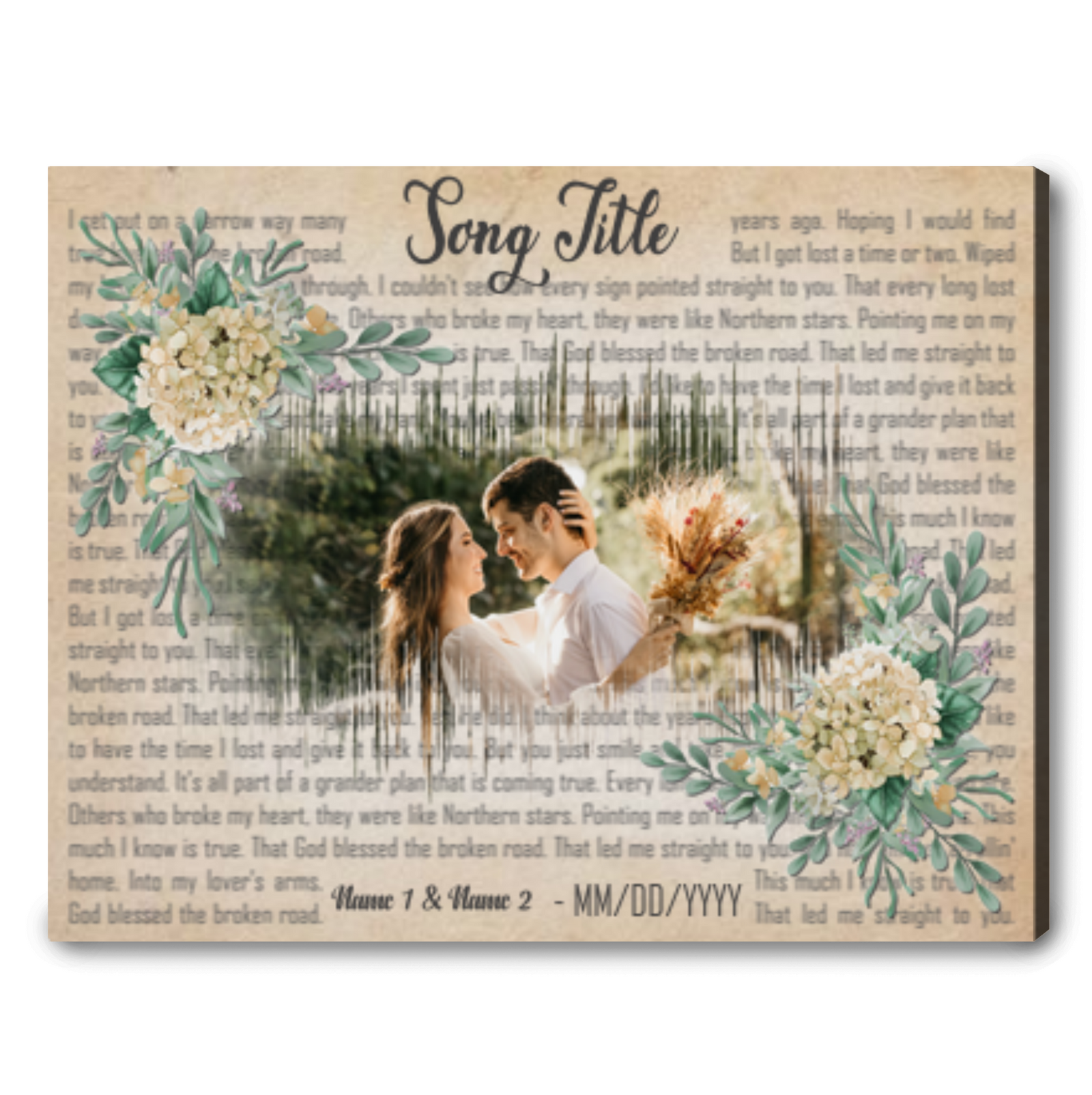 Custom Soundwave Art Song Lyrics Print Personalized Wedding Gift For Her