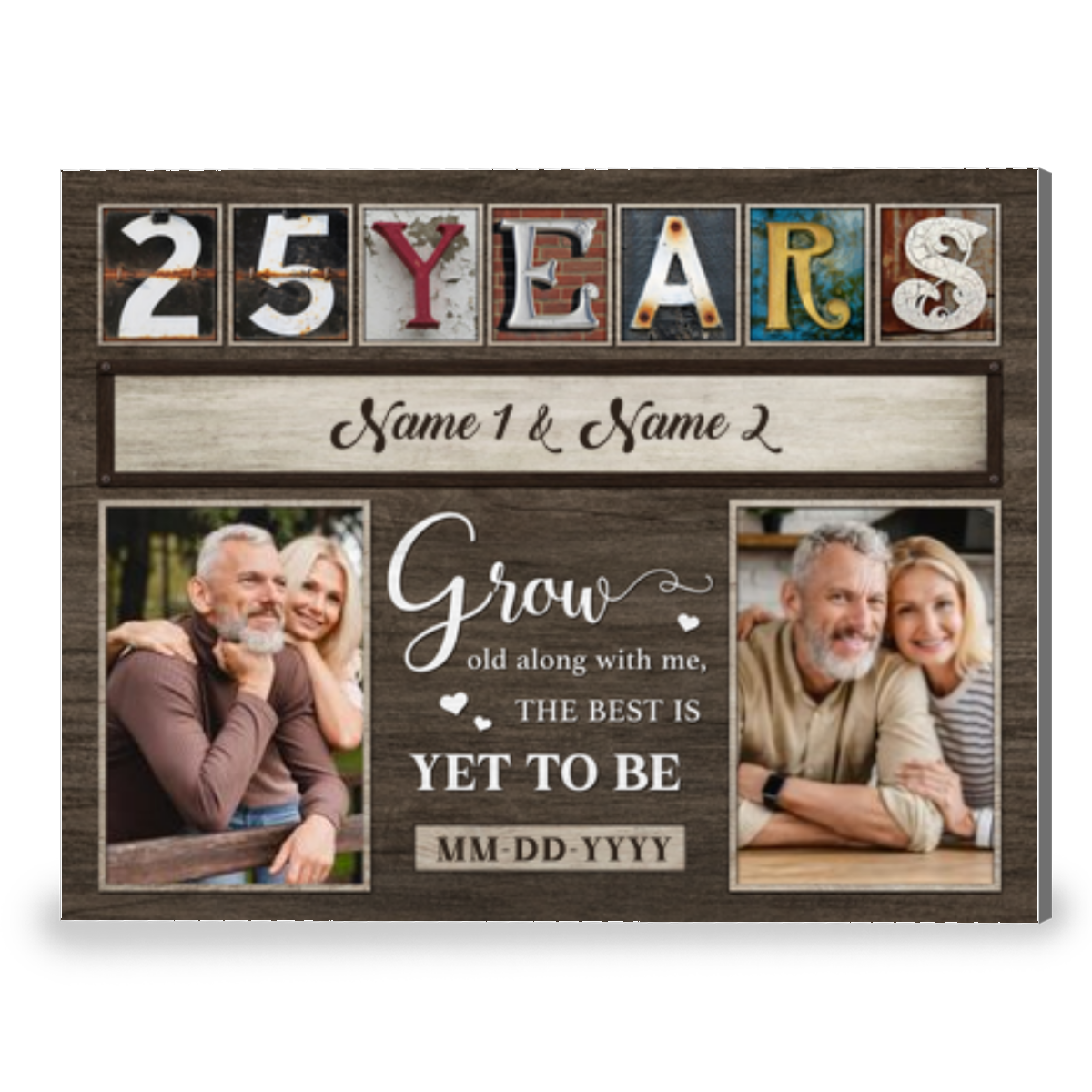 25th Anniversary Grow Old Along With Me Custom Photo Canvas Wall Art