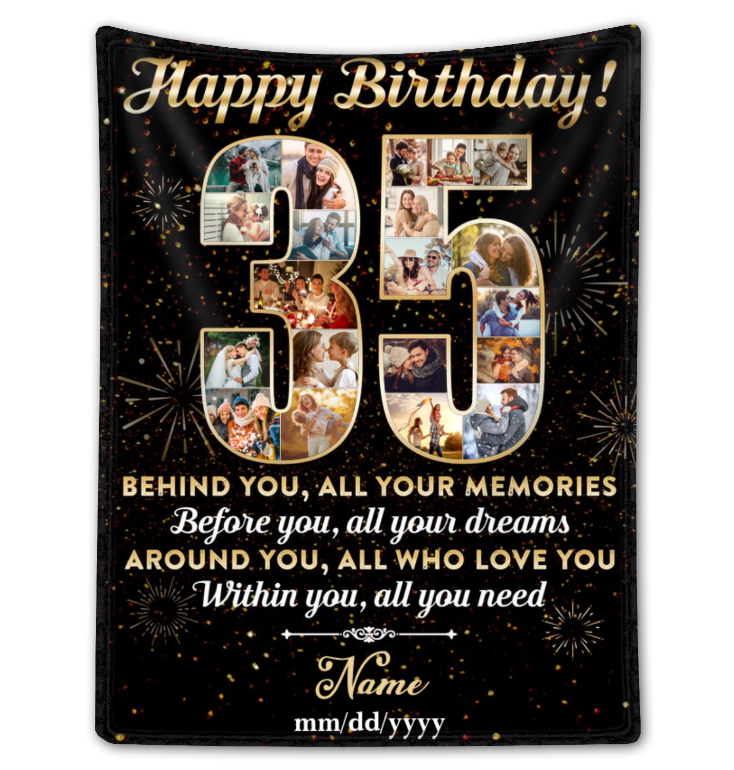 Personalized Photo Collage 35th Birthday Blanket Best 35th Birthday Gift Idea