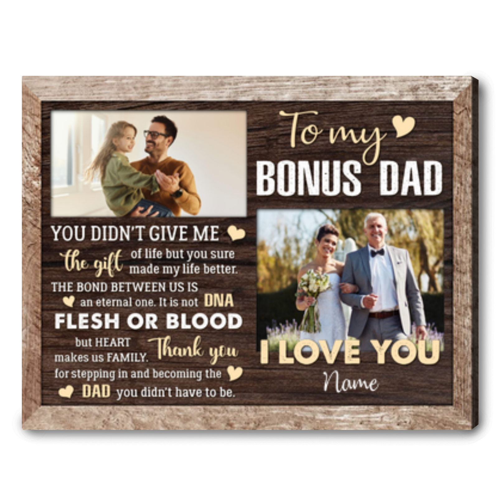 Custom Fathers Day Canvas Gift For Bonus Dad Father's Day Gifts From Children