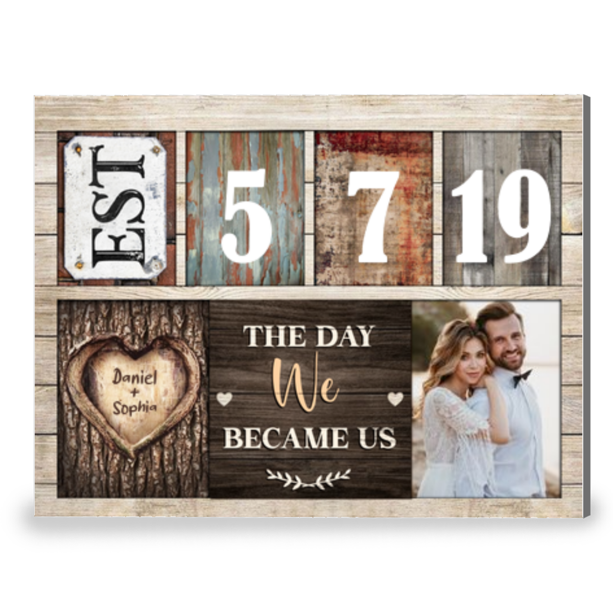 Custom Established Year Canvas Photo Prints Gift For Lovely Couple