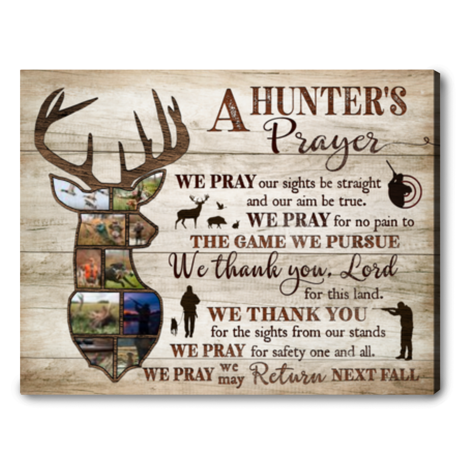 Hunters Prayer Deer Hunt Wildlife Deer Photo Collage Custom Canvas