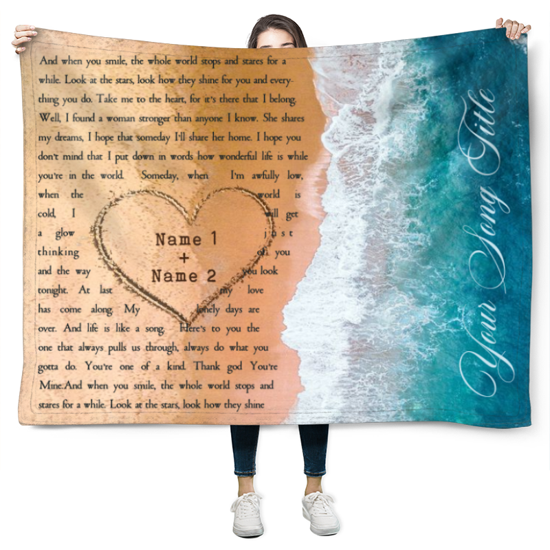 Custom Any Song Lyrics On Fleece Blanket Best Anniversary Gift For Couple