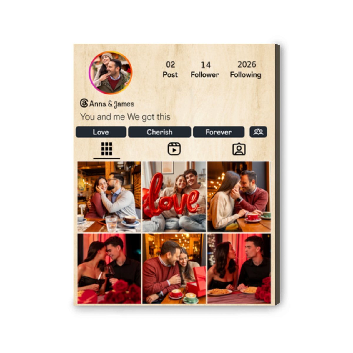 Our Love Profile – Personalized Instagram Style Photo Canvas for Couples