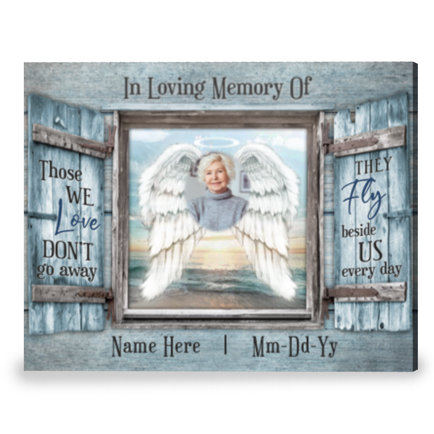 In Memory Personalized Gift For Sympathy Angel Wings Wall Art Canvas