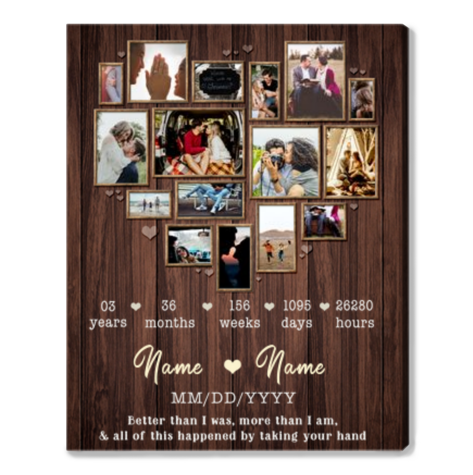 Personalized Photo Collage Canvas 3rd Wedding Anniversary Gift For Wife