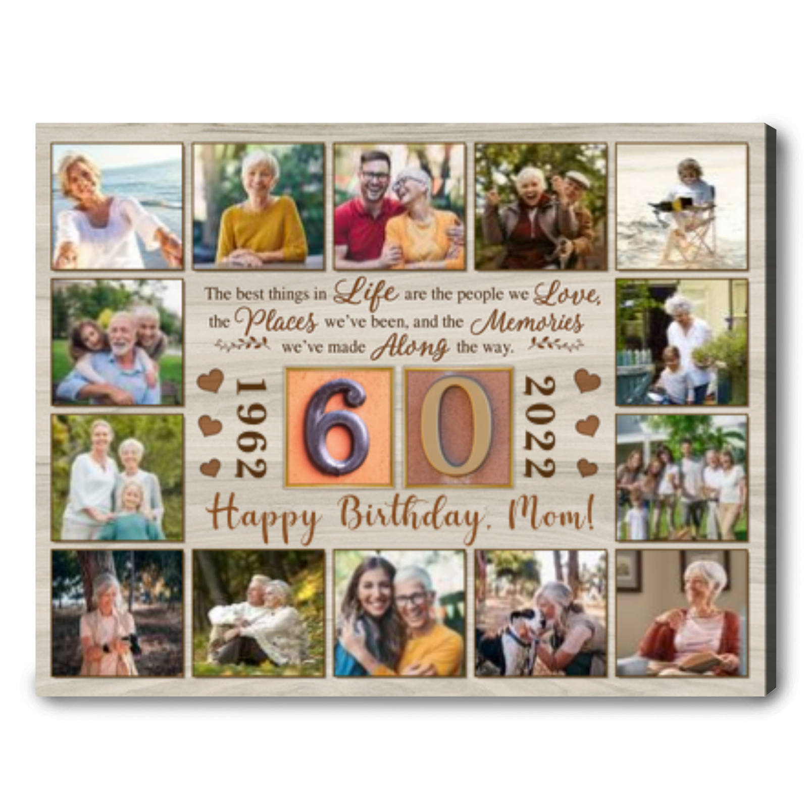 Unique 60th Birthday Gifts For Her Photo Collage Gift For Mom Print Canvas