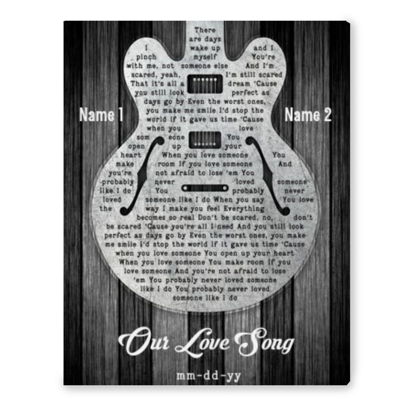 Lyrics Gift Personalized Unique Anniversary Gift Guitar Art Canvas Print