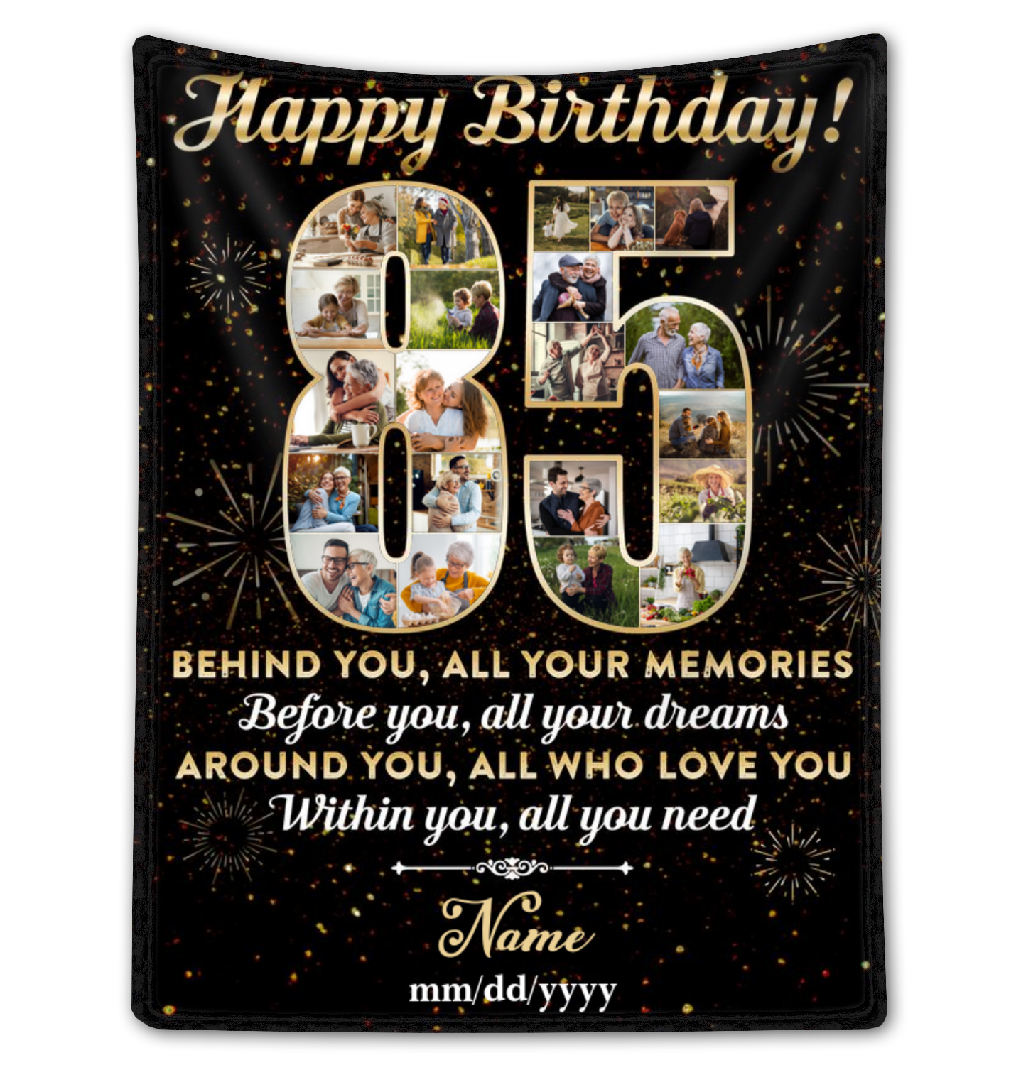 Personalized Photo Collage 85th Birthday Blanket Best 85th Birthday Gift Idea