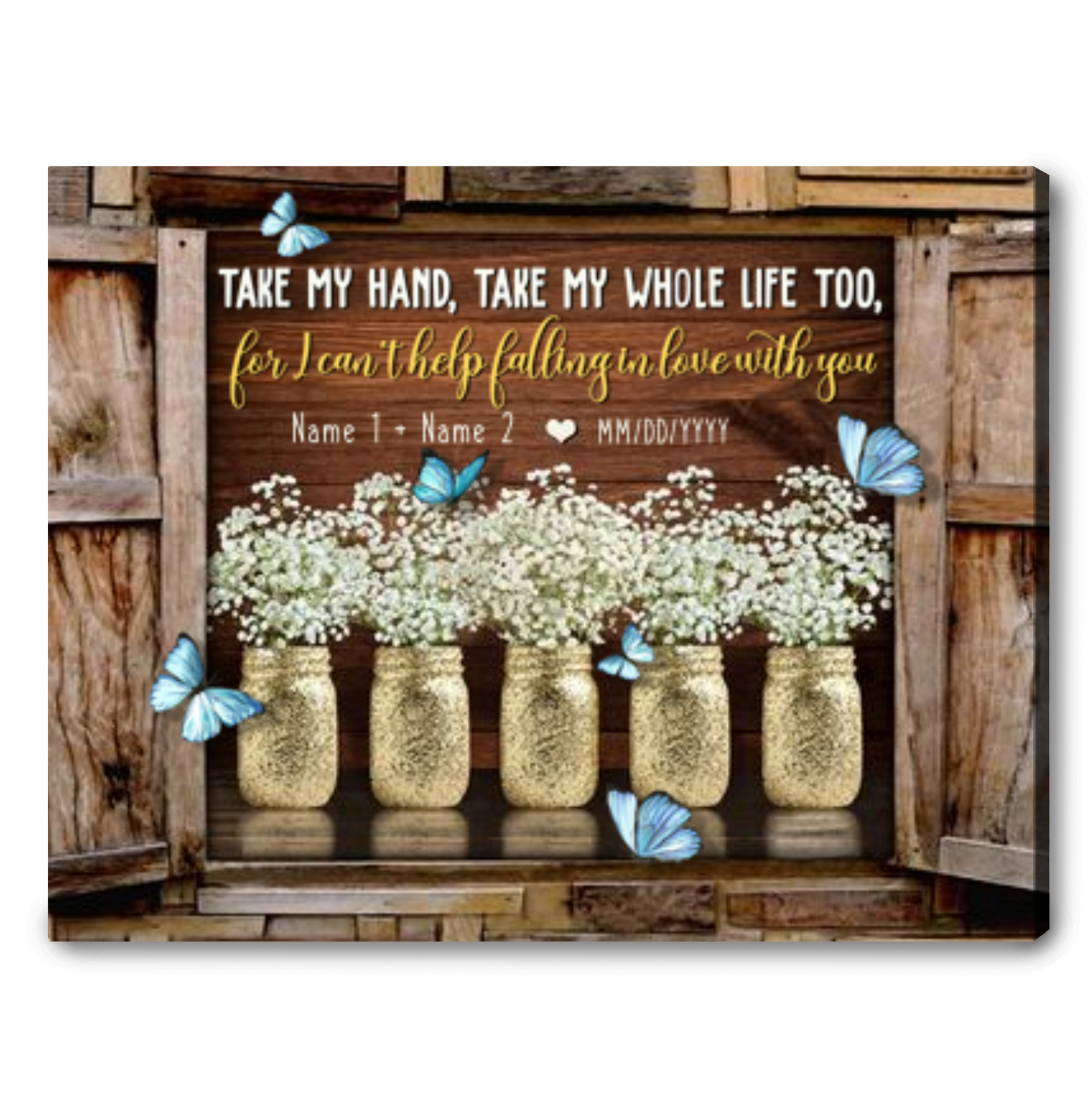 Personalized Gift Ideas For Couple Window Shutter Styles Can't Help Falling In Love With You Canvas Wall Art Decor