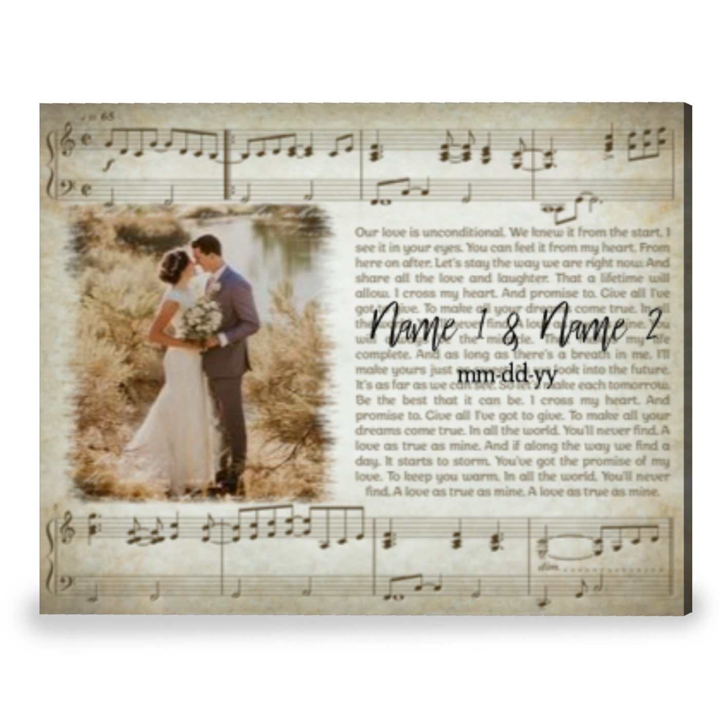 Customized Song Lyrics On Canvas Print Gift For Anniversary For Couple