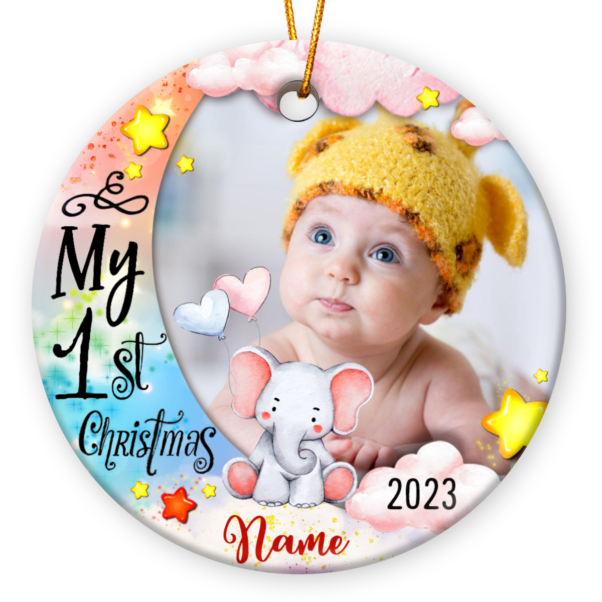 Personalized Baby's First Christmas Photo Ornament 