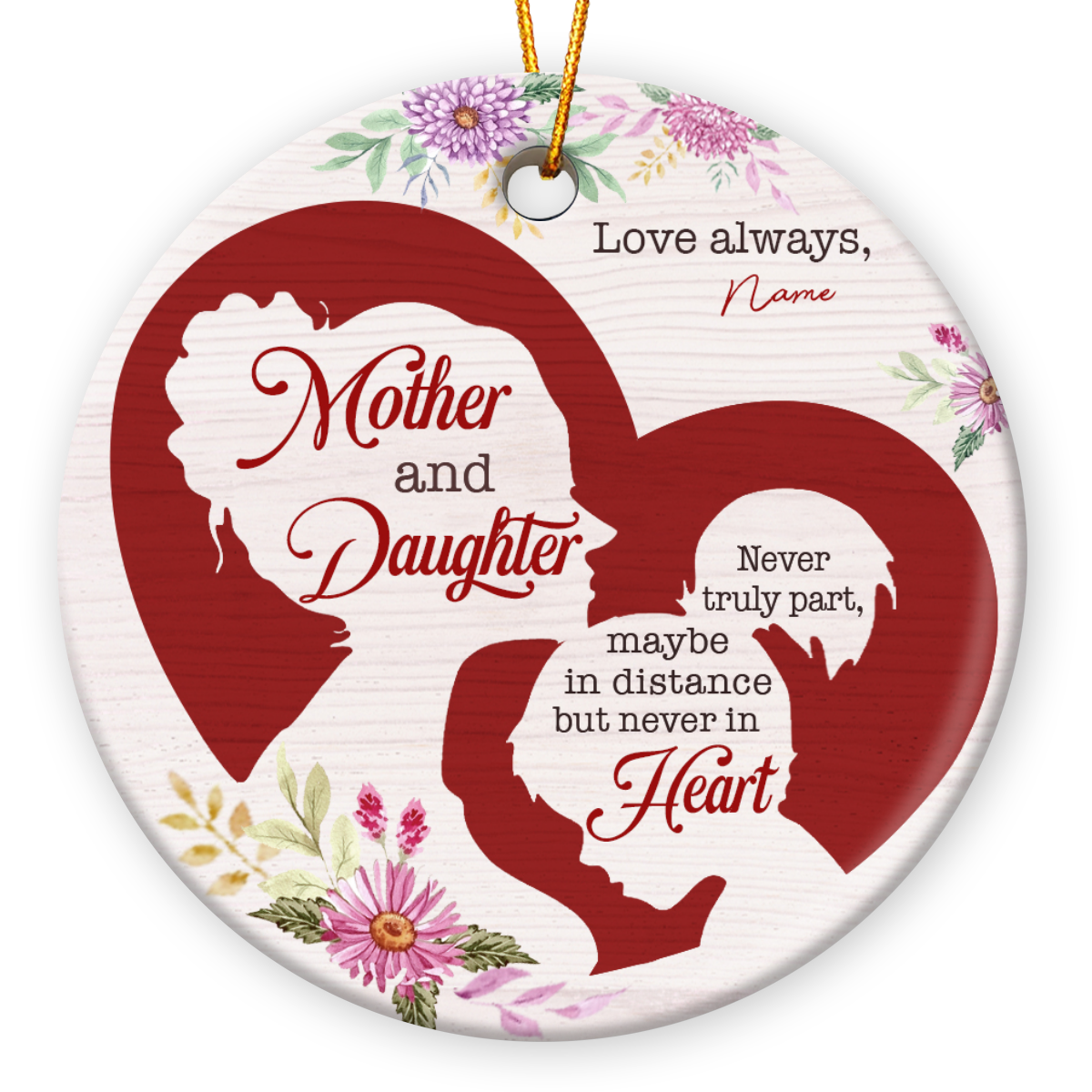 Personalized Mom and Daughter Christmas Ceramic Ornament