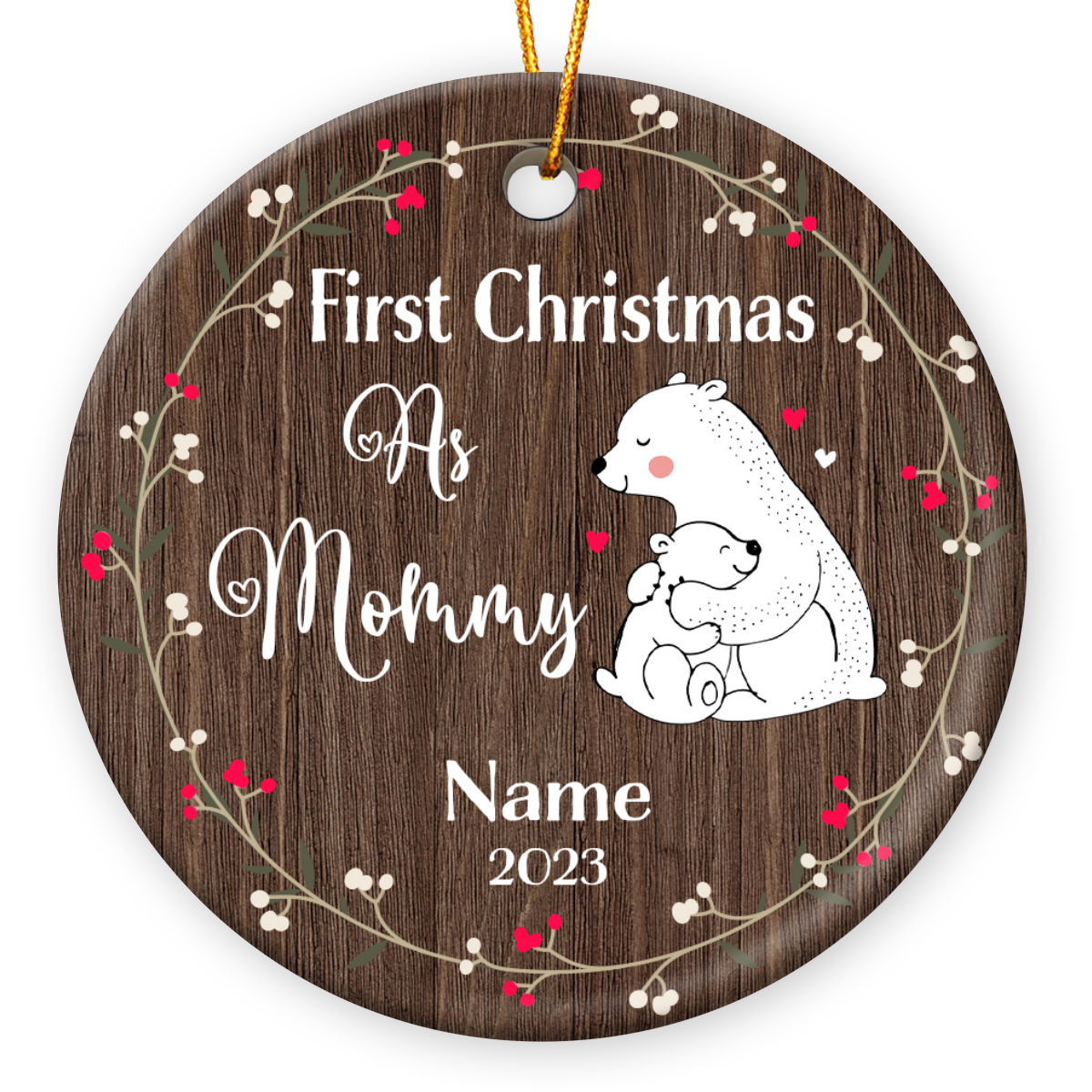 Mommy's First Christmas Gift Personalized Mom And Baby Ornament 