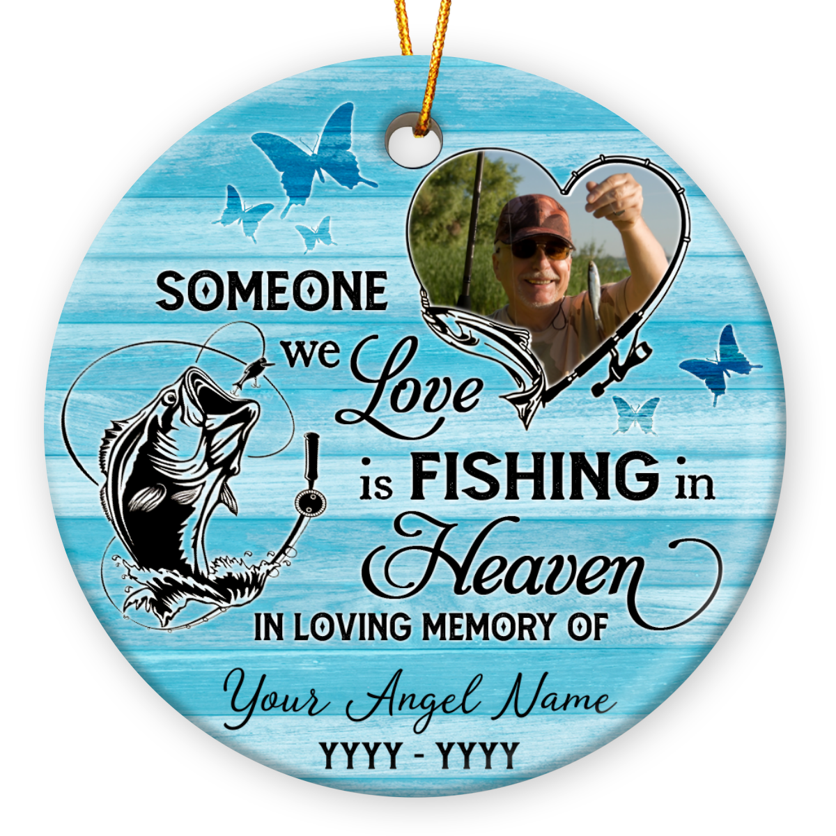 Personalized Fishing Christmas Memorial Ornament Fishing Angel Sympathy Gift
