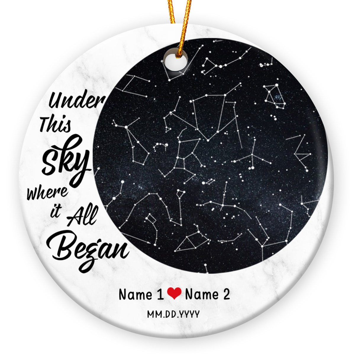 Custom Night Sky Map Ceramic Ornament Christmas Gift For Couple