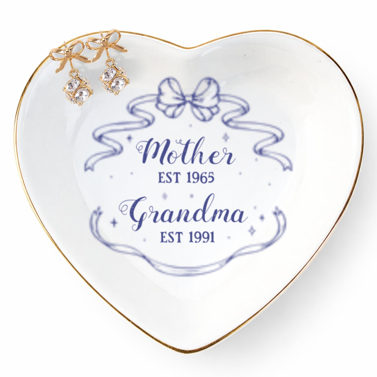 Mother Grandma Est Year Personalized Jewelry Dish Gift For Mom and Grandma