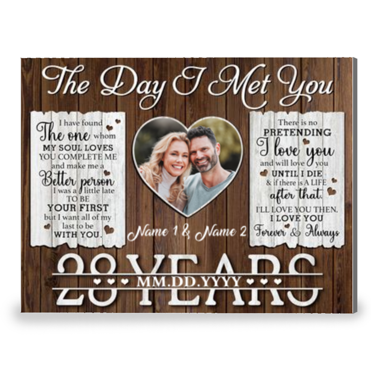 28 Years Anniversary The Day I Met You Custom Photo Canvas Prints