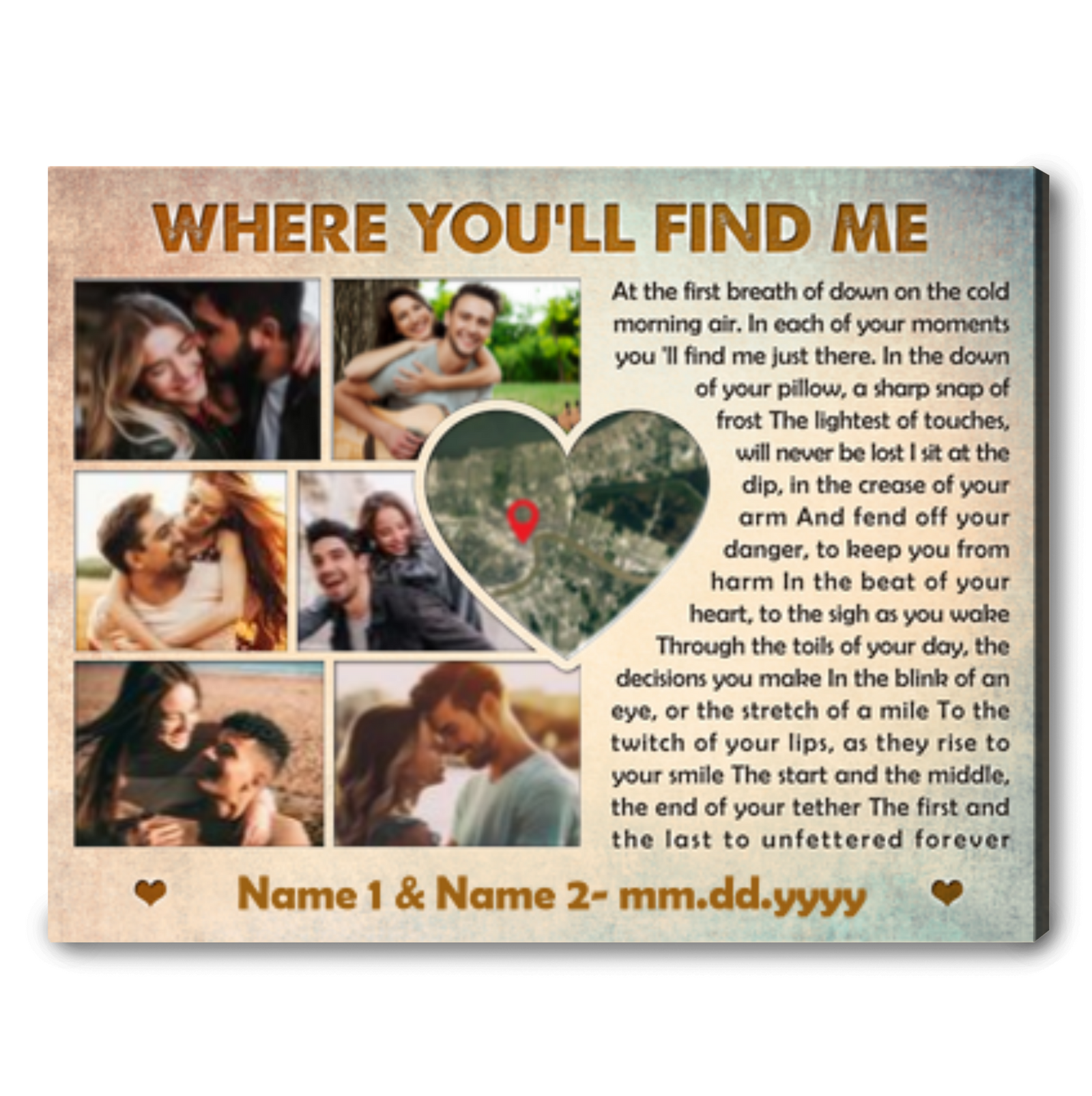 Couple Gifts For Her Personalized Map Location Gift On Valentine's Day Ideas