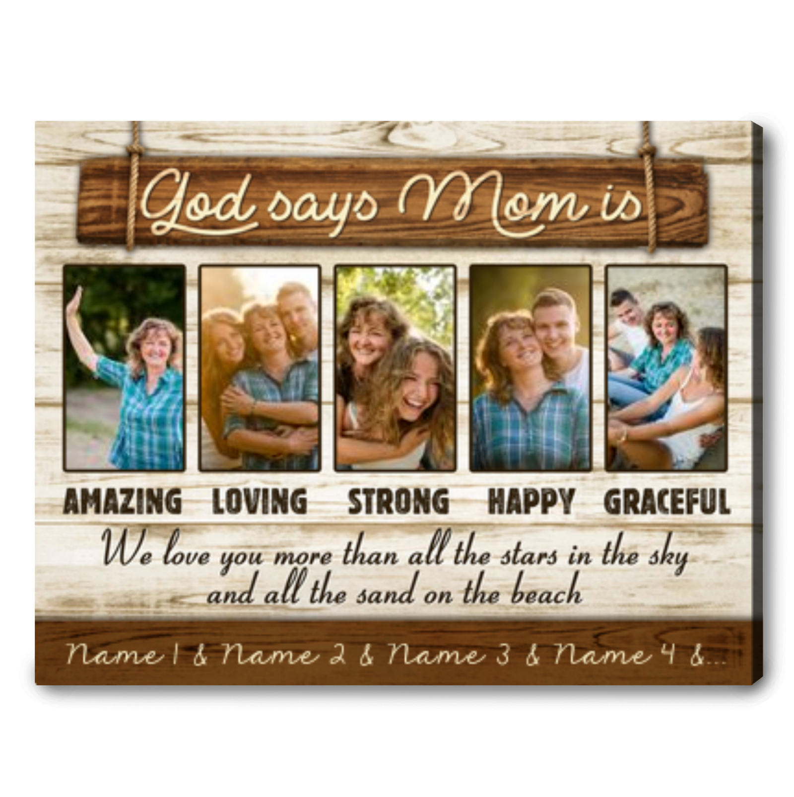 Awesome Mother's Day Ideas Personalized Photo and Names Canvas Print