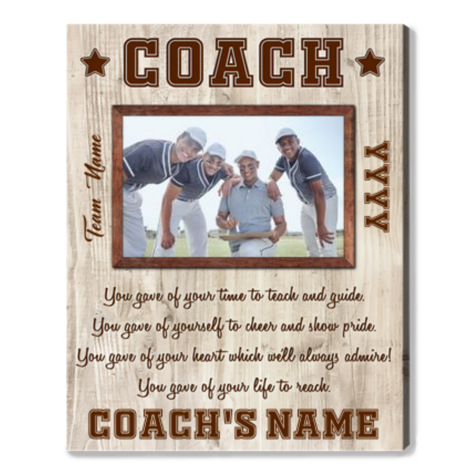 Personalized Gift Idea For A Coach From Team Thank You Coach Canvas Print