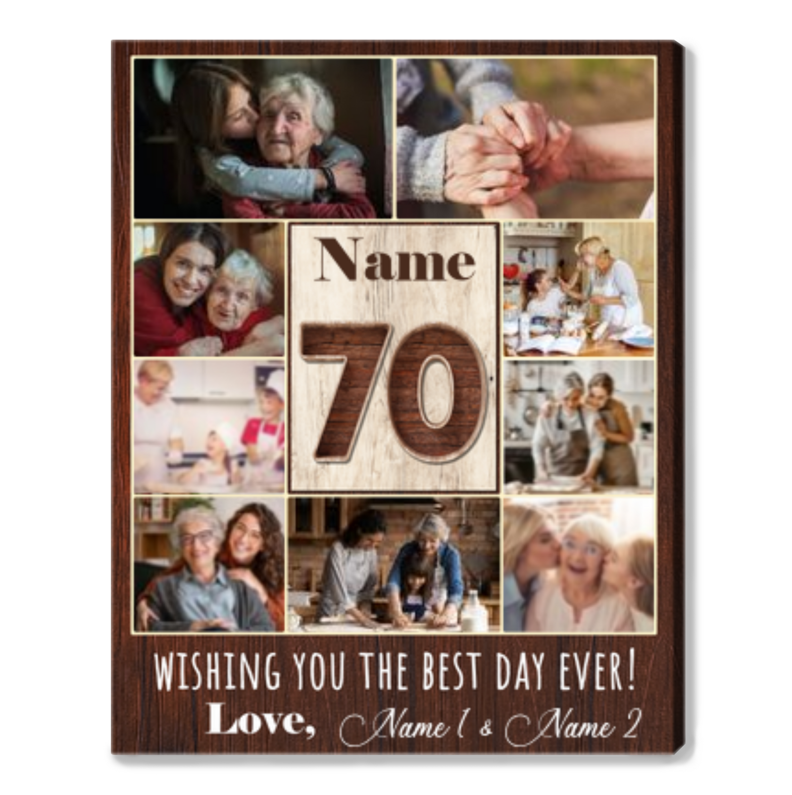 Personalized 70th Birthday Gift Wall Art Photo Canvas Print For Grandmother