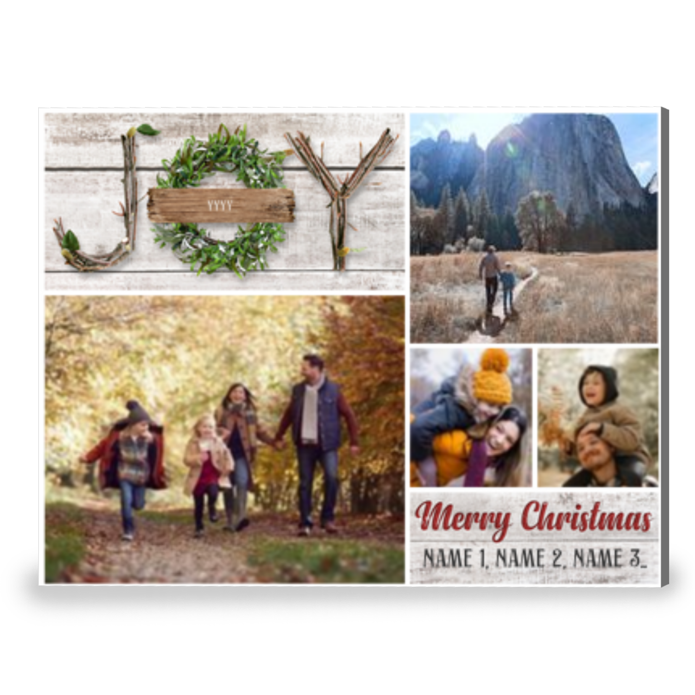 Joy Christmas Sign Perrsonalized Xmas Family Gift Canvas Print