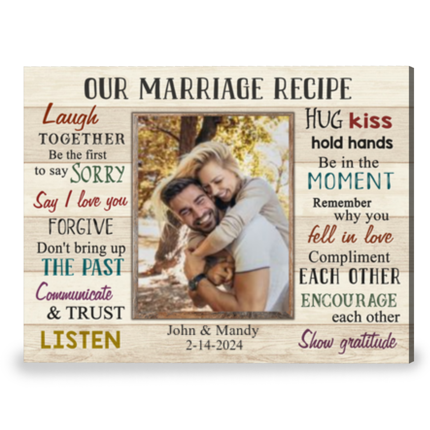 Custom Wedding Gifts for Newlywed Marriage Recipe Canvas Print