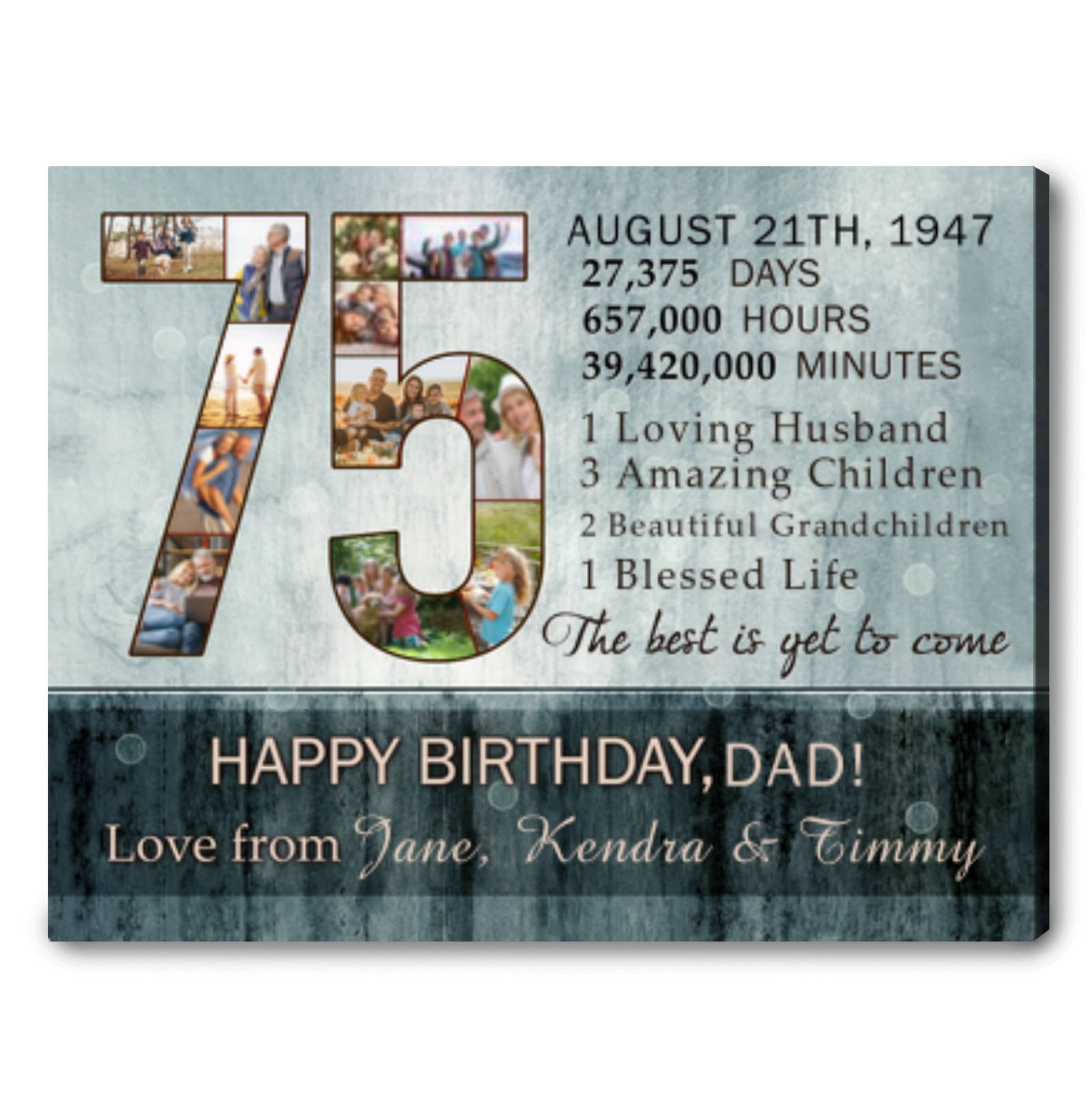 Unique 75th Birthday Gift Ideas For Dad Personalized Photo Canvas Collage