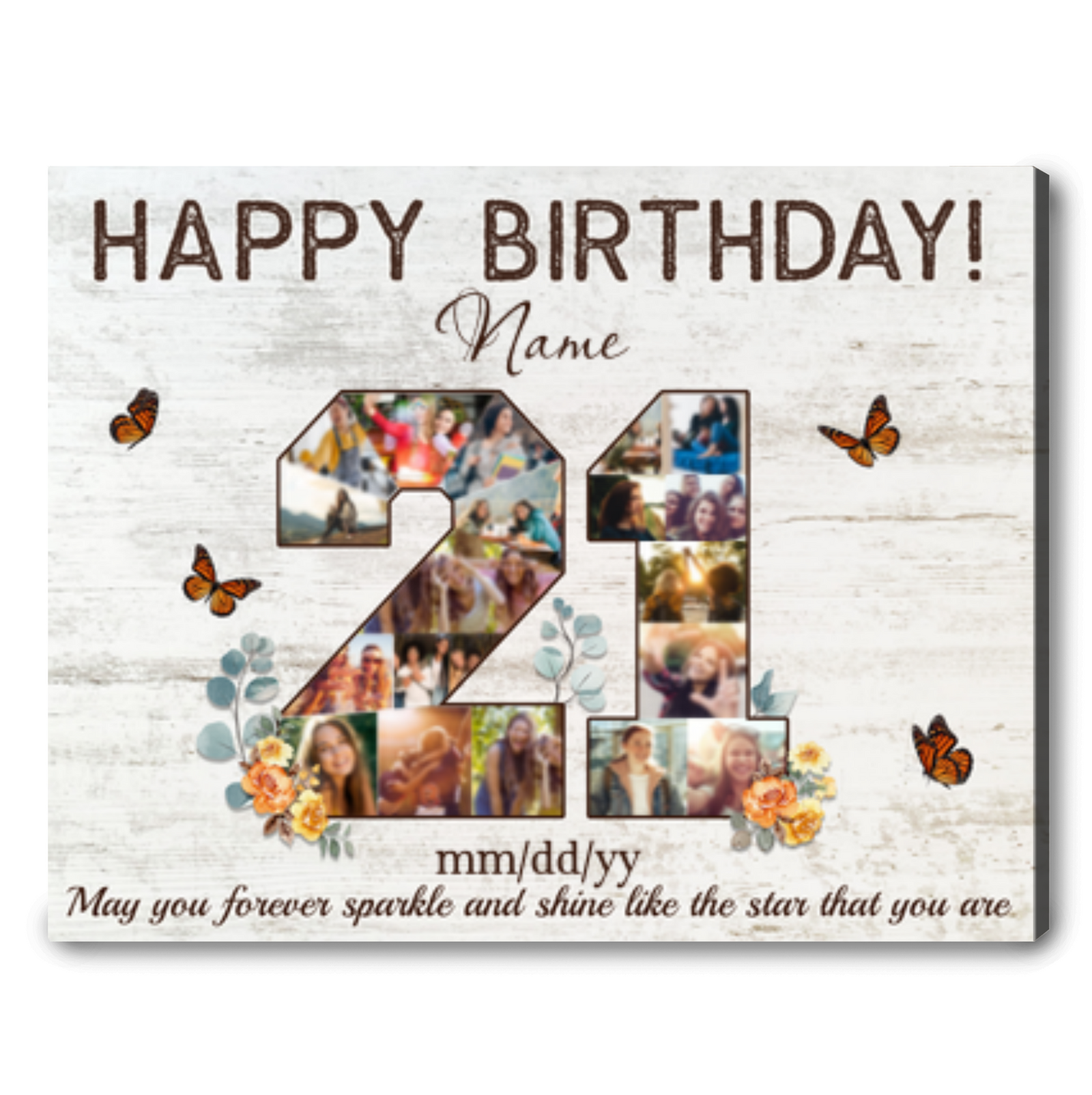 Personalized 21th Birthday Gift Idea Photo Canvas Print For 21th Birthday