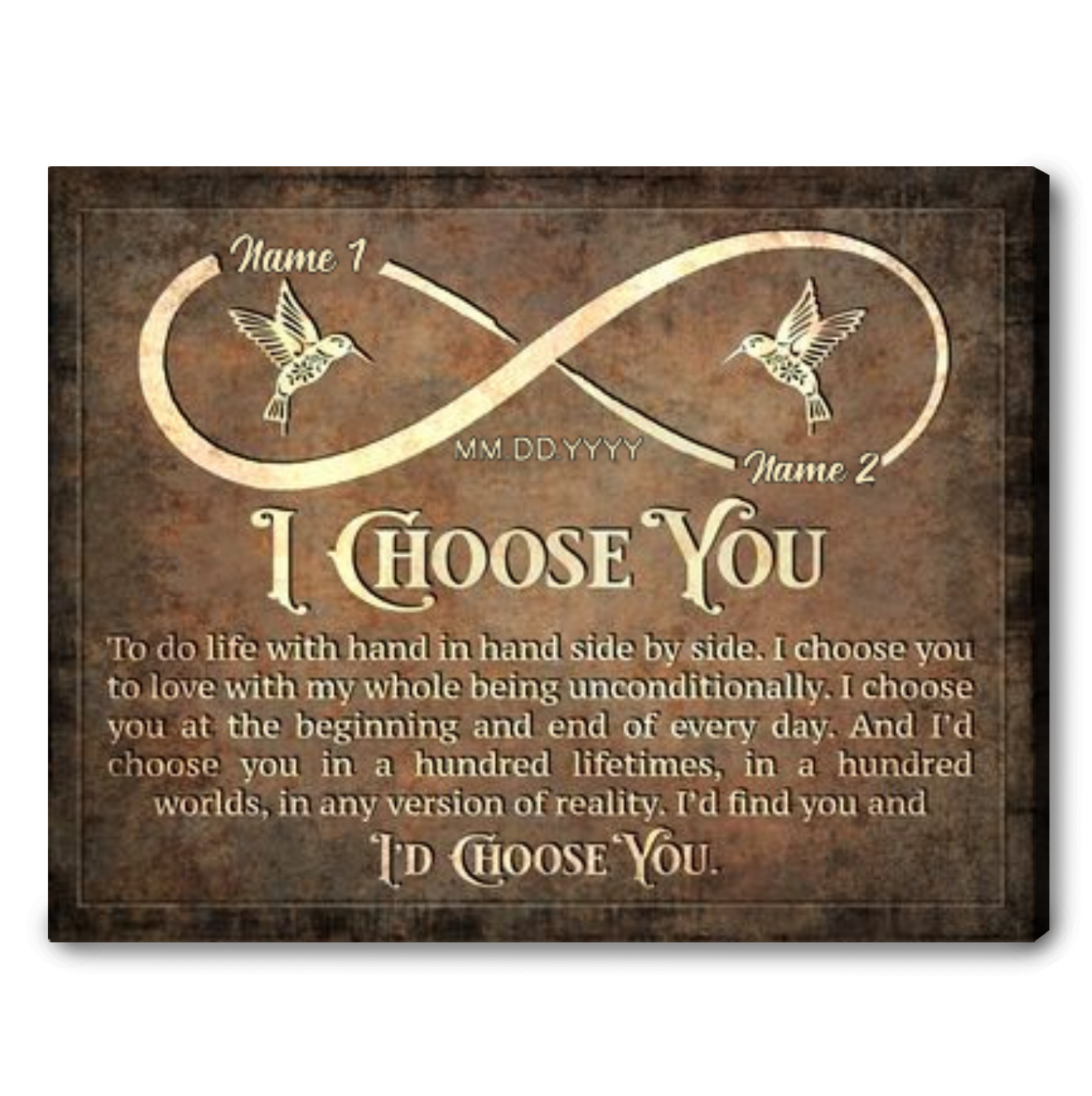 Personalized Couple Canvas Gift Romantic Wedding Anniversary Canvas Print