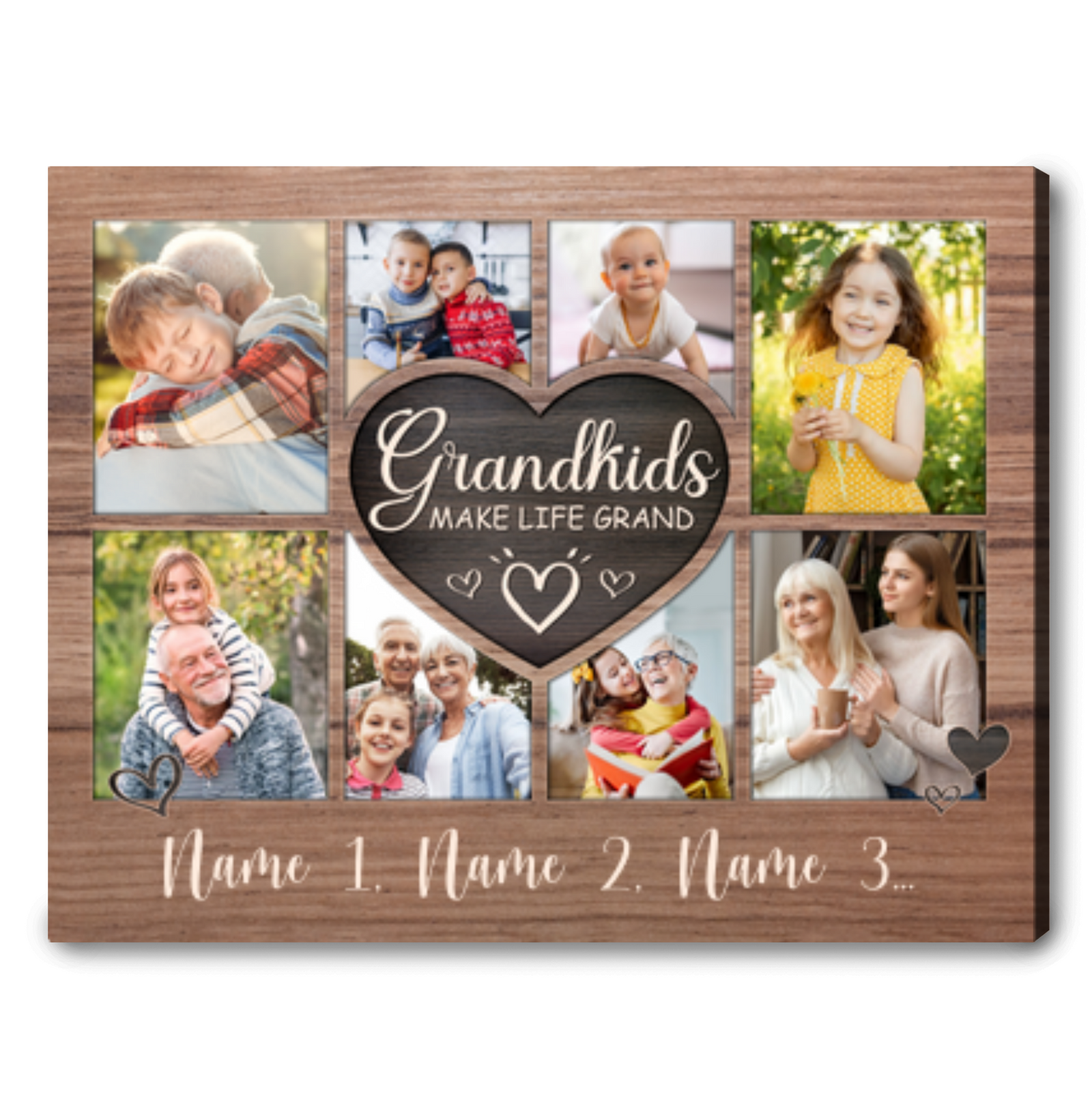 Custom Grandma Grandpa Gift Grandkids Photo Canvas Print