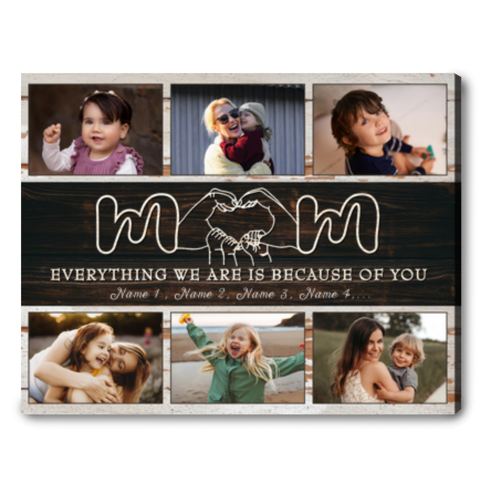 Personalized Photo Collage Mothers Day Gift Mom And Children Canvas Wall Art