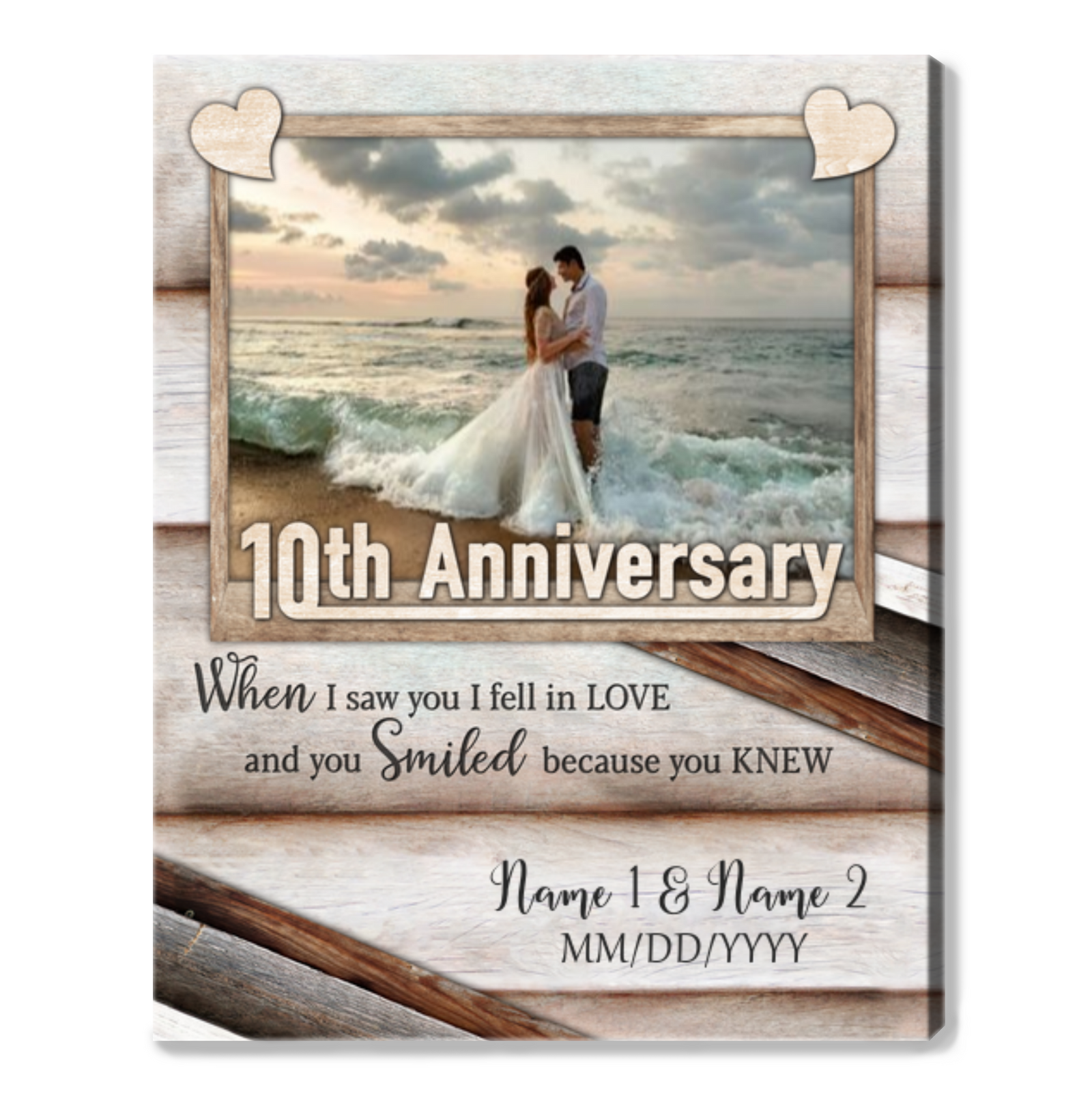 Happy 10th Wedding Anniversary Custom Photo Canvas Print