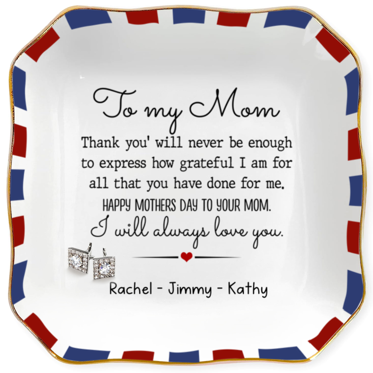 To My Mom Jewelry Dish Personalized Name Gift For Mom