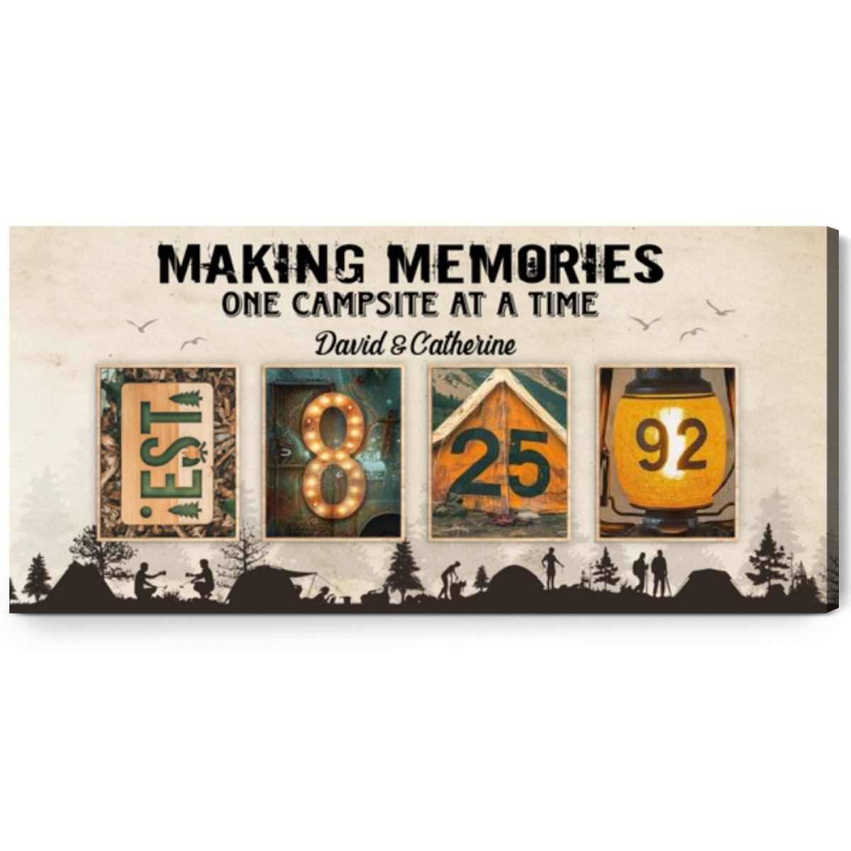 Unique Gift For Camping Lover Couple Custom Name And Date Canvas Wall Art